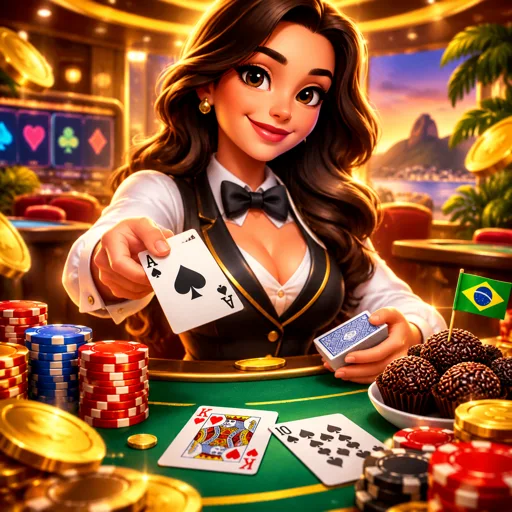 Mesa de blackjack ao vivo com dealer distribuindo cartas para os jogadores